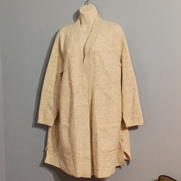 Terra & sky women's 2X 20w-22w cardigan sweater oatmeal color with gray blends - Picture 5 of 17
